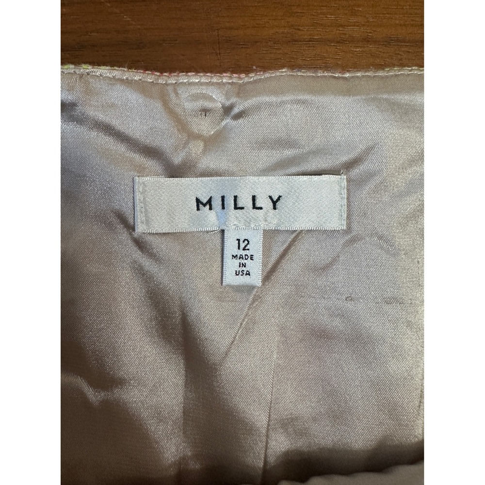 Milly Pastel Tweed Chevron Mini Skirt Size 12 Neon Clueless Mean Girls Retro Mod - Picture 6 of 7